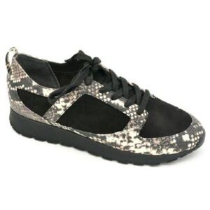 G.I.L.I. Womens Janna Exotic Sneakers Size 9M Black Snake Print Lace Up B32
